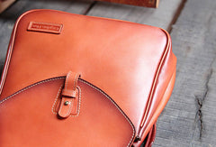 Handmade Leather backpack bag shoulder bag camel orange women leather purse - EverHandmade