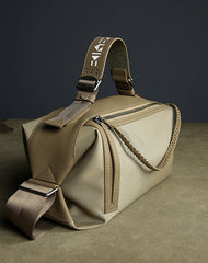 Cute Womens Khaki&Coffee NYLON Handbag Purse Cube NYLON Shoulder Bag Crossbody Purse for Ladies
