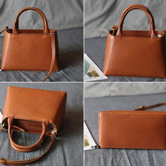 Brown Leather Satchel Purse Small Structured Satchel Purse - Annie Jewel
