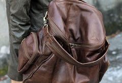 Handmade Leather backpack bag shoulder bag Coffee women leather purse