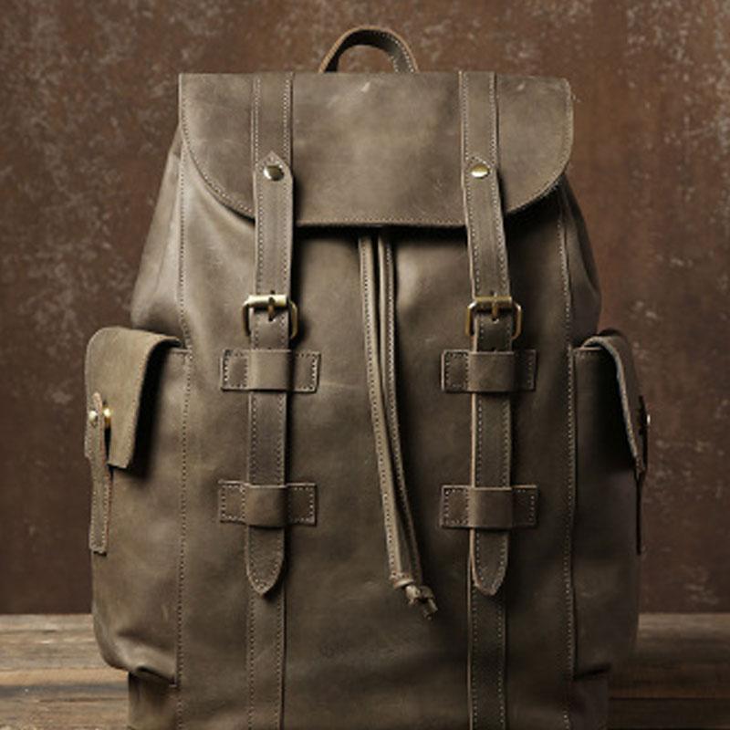 Vintage Leather Mens Backpacks Large Travel Backpacks Hiking Backpacks for Men