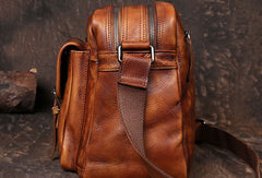 Cool Small Leather Mens Messenger Bag Brown Courier Bag Side Bag Postman Bag for men - EverHandmade