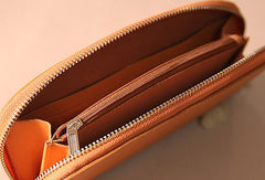 Handmade leather womens zipper clutch wallet long wallet for women