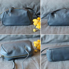 Grey Satchel Leather Crossbody Saddle Bag Purse - Annie Jewel