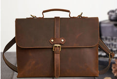 Vintage Brown Leather Briefcase Business Bag Work Bag Work HandBag For Men