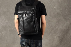 Genuine Leather Mens Cool Backpack Large Black Travel Backpack for men