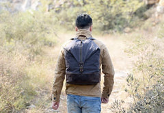 Cool Canvas Leather Mens Backpack Large Travel Backpacks Hiking Backpack for Men