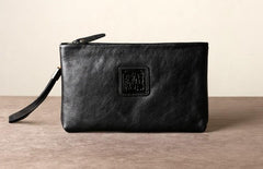 Cool Leather Mens Clutch Wallet Zipper Clutch Wallet Wristlet Wallet for Men