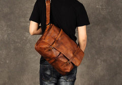 Vintage Leather Mens Cool Messenger Bag Shoulder Bags for men