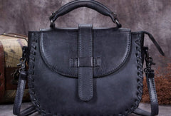 Genuine Leather Handbag Woven Vintage Crossbody Bag Shoulder Bag Purse For Women - EverHandmade