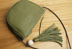 Genuine Leather Cute Crossbody Bag Circle Saddle Bag Shoulder Bag Women Girl Fashion Leather Purse
