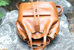 Handmade Leather backpack bag shoulder bag bucket bag women leather purse