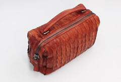 Handmade Leather Handbag Boston Bag Purse Crossbody Shoulder Bag for Women Lady