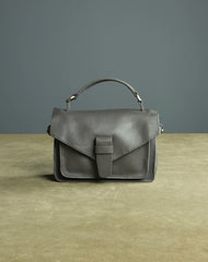 Cute Dark Gray Mini Leather Womens Satchel Handbag Small Satchel Shoulder Bag Small Satchel Bag for Women