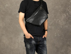 Cool Leather Mens Chest Bag Sling Bag Sling Crossbody Bag for men