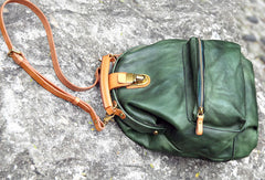 Handmade Leather cute backpack bag shoulder bag green women leather purse - EverHandmade