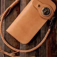 Handmade Leather Mens Chain Biker Wallet Cool Long Leather Wallet With Chain Wallets for Men