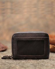 Vintage Women Red Leather Card Holders Small Double Zip Card Wallet Small Wallet For Women