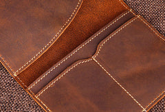 Handmade Genuine Leather Slim Wallet Bifold Long Wallet Passport Purse Bag For Mens