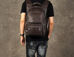 Leather Mens Cool Backpack Large Black Travel Backpack School Backpack for men