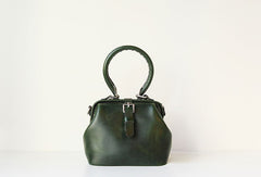 Handmade leather handbag Green doctor bag shoulder bag cossbody bag purse women - EverHandmade