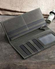 Handmade Leather Mens Clutch Wallet Cool Leather Wallet Long Phone Wallets for Men
