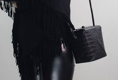 Genuine Leather Cube bag shoulder bag black for women leather crossbody bag