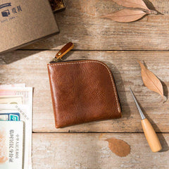 Cool Leather Mens Small Front Pocket Wallet Vintage billfold Wallets for Men