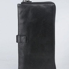 Handmade Leather Mens Cool Long Leather Wallet Bifold Clutch Wallet for Men