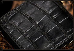 Handmade Leather Crocodile Skin Tooled Mens billfold Wallet Cool Chain Wallet Biker Wallet for Men