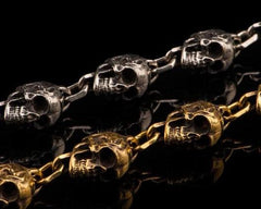 silver Brass Stainless Steel Biker Trucker Skulls Heavy Gothic Skulls Mens Bracelet Biker Jewelry
