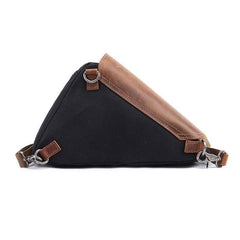 Mens Waxed Canvas Leather Triangular Side Messenger Bag Canvas Courier Bags for Men