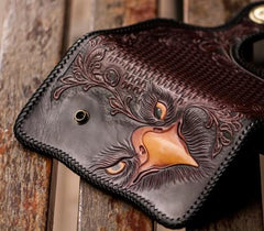 chain wallet biker​ Tooled Leather Wallet Eagle Biker Chain Wallets Cool Leather Wallet With Chain Wallet for Men
