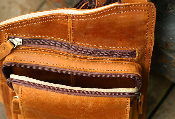 Genuine Leather Mens Cool Messenger Bag iPad Bag Chest Bag Bike Bag Cy