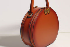 Women Leather round circle handbag shoulder bag for women leather crossbody bag