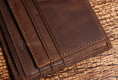 wallet with detachable card holder​ Vintage billfold leather wallet braided leather billfold wallet for men women - EverHandmade