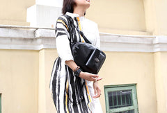 Genuine handmade Leather backpack bag shoulder bag black  women leather purse