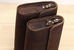 Genuine Leather Mens Cool Clutch Messenger Bag Folded Wristlet Purse Bike Bag Cycling Bag For Men - EverHandmade