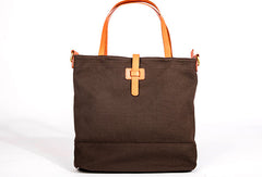 Leather Handbag Canvas Tote Bag Shoulder Bag Purse For Women - EverHandmade