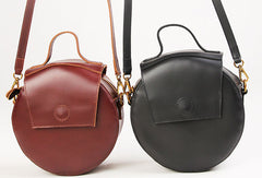 Handmade handbag purse leather round crossbody bag purse shoulder bag for women