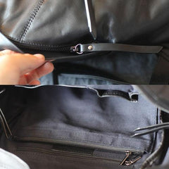 Womens Black Backpack Purse Leather Book Bag Purse - Annie Jewel