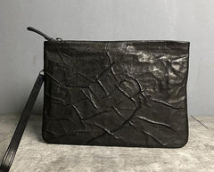 Genuine Leather Mens Clutch Cool Slim Wallet Zipper Clutch Wristlet Wallet for Men