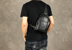Leather Mens Cool Chest Bag Sling Bag Crossbody Sling Bag Hiking Sling Bag for men