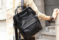 Genuine handmade Handbag Leather backpack bag shoulder bag black women leather purse - EverHandmade