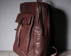 Cool Genuine Leather Mens Backpacks Large Coffee Travel Backpack Hiking Backpack for men