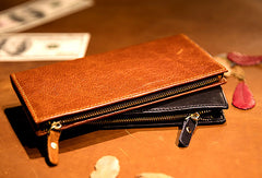 Genuine Leather Wallet Clutch Zip Cards Wallet Long Wallet Befold Wallet For Men Women - EverHandmade