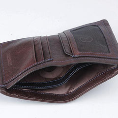 Cool Leather Mens Small Leather Wallet Men Bifold billfold Wallets for Men