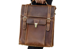 Genuine Leather Mens Cool Messenger Bag Backpack Large Black Travel Bag Hiking Bag For Men