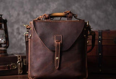 Vintage leather mens Small Messenger bag Shoulder Laptop bag Briefcases - EverHandmade