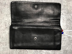 Handmade Genuine Leather Mens Clutch Cool Slim Wallet Zipper Clutch Wristlet Wallet for Men